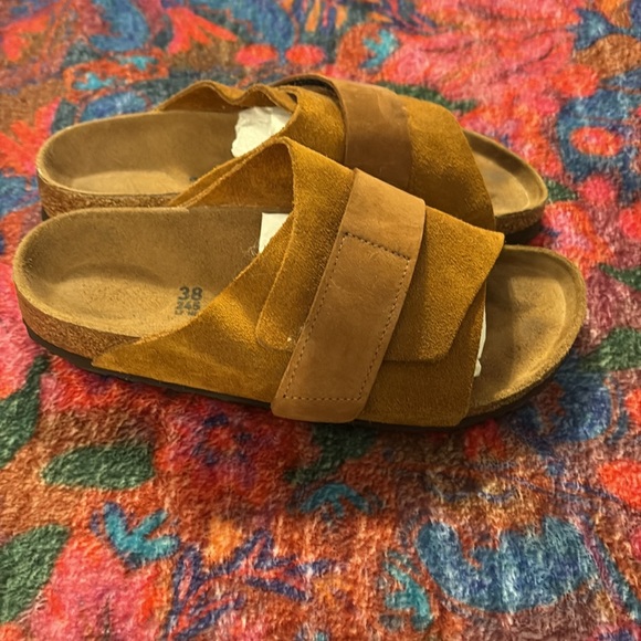 Birkenstock Kyoto suede leather & nubuck sandals in "mink" tan - Picture 4 of 8